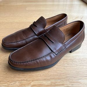 Santoni Italian Penny Loafers EXCELLENT CONDITION Brown MENS SIZE 10.5 10 1/2